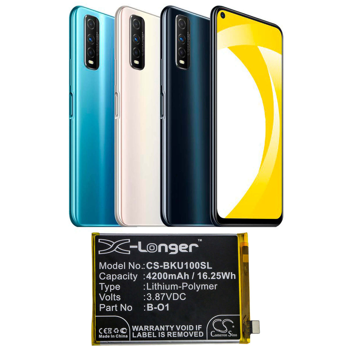 3.87V, Li-Polymer, 4200mAh, SmartPhone battery fits Vivo, B-o1, Iqoo U1, V2023, 16.25Wh Mobile, SmartPhone Cameron Sino Technology Limited (Smartphone)