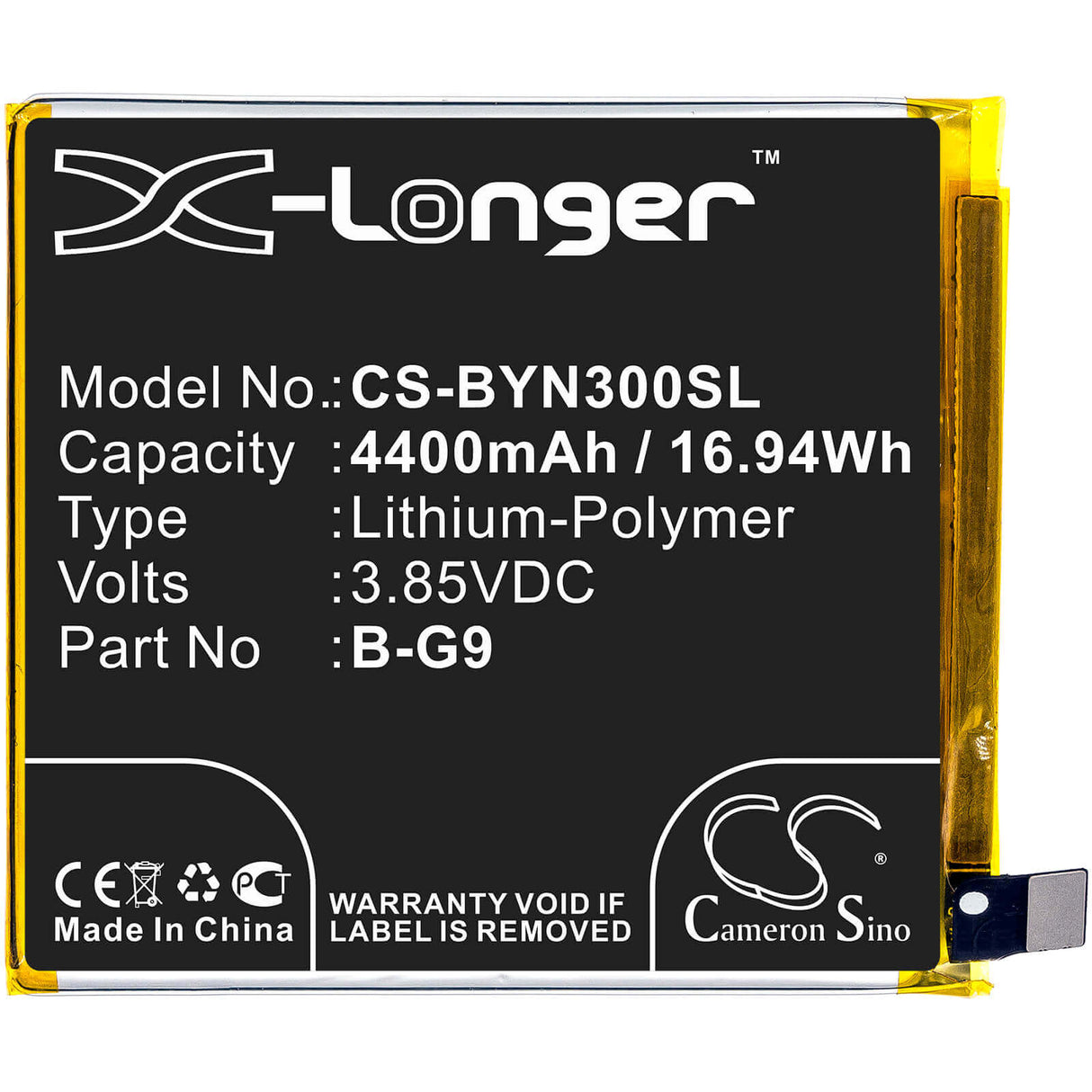 3.85V, Li-Polymer, 4400mAh, SmartPhone battery fits Vivo, B-g9, Nex 3, Nex 3 5g, 16.94Wh Mobile, SmartPhone Cameron Sino Technology Limited (Smartphone)