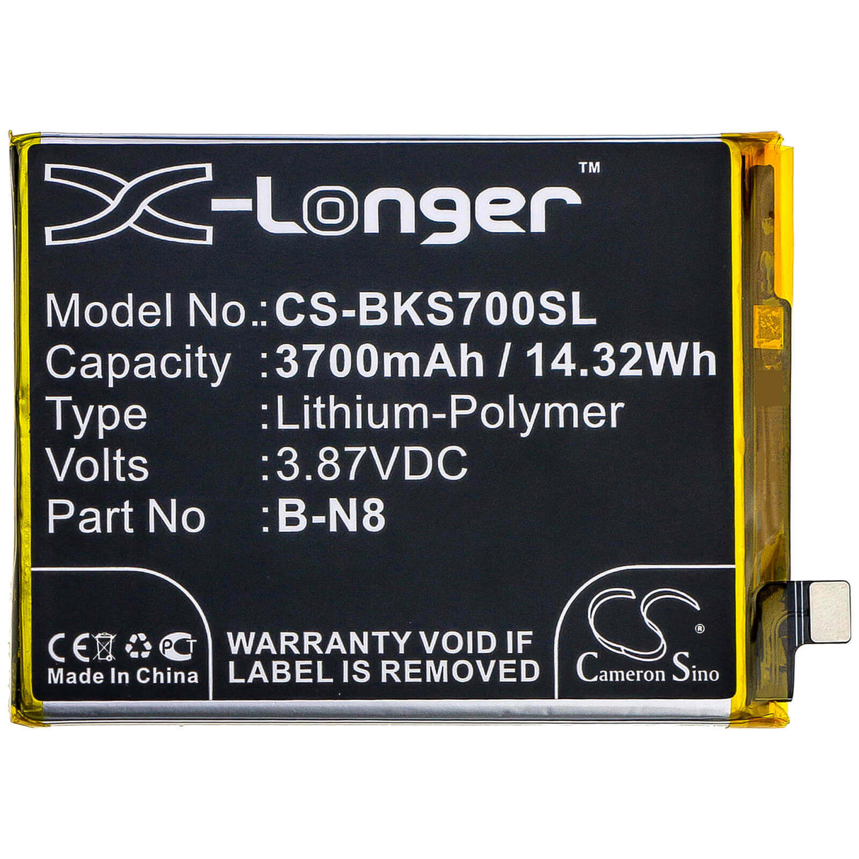 3.87V, Li-Polymer, 3700mAh, SmartPhone battery fits Vivo, B-n8, S7 5g, V20 Pro 5g, 14.32Wh Mobile, SmartPhone Cameron Sino Technology Limited (Smartphone)