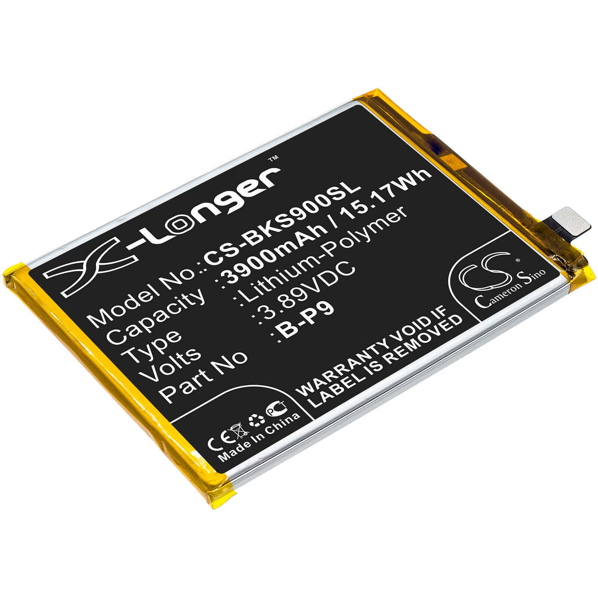 3.89V, Li-Polymer, 3900mAh, SmartPhone battery fits Vivo, B-p9, S9, V2072a, 15.17Wh Mobile, SmartPhone Cameron Sino Technology Limited (Smartphone)