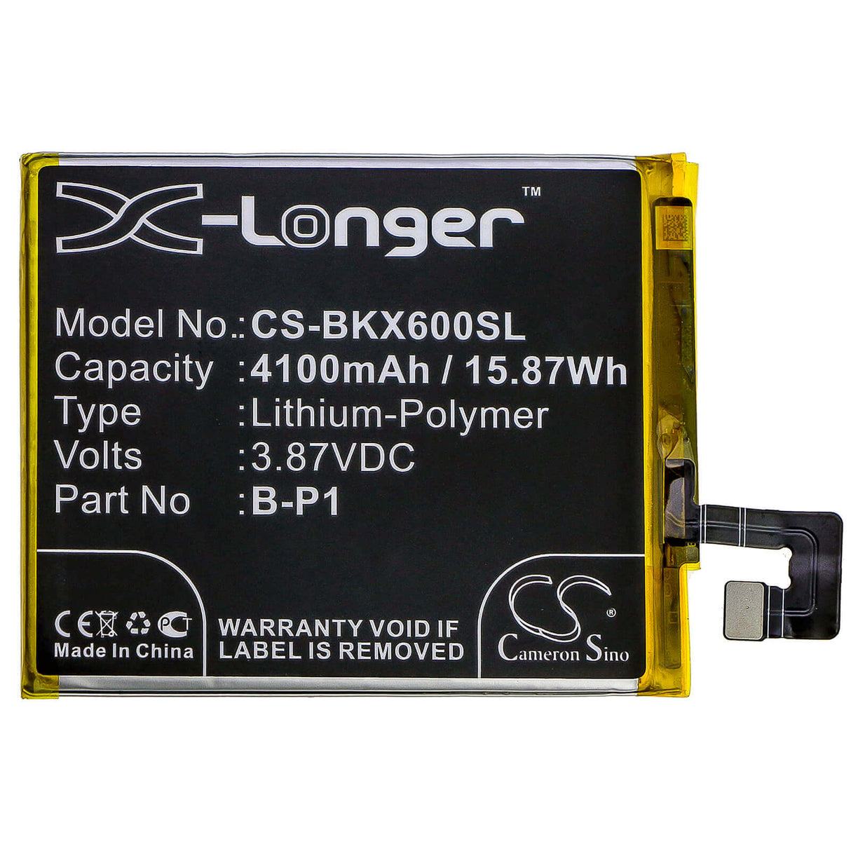 3.87V, Li-Polymer, 4100mAh, SmartPhone battery fits Vivo, B-p1, V2047, V2047a, 15.87Wh Mobile, SmartPhone Cameron Sino Technology Limited (Smartphone)