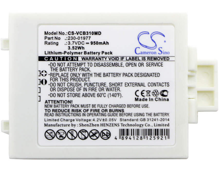 3.7V, Li-Polymer, 950mAh, Medical battery fits Vocera, 230-01977, B3000e, B3000n, 3.52Wh Medical Cameron Sino Technology Limited (Medical)