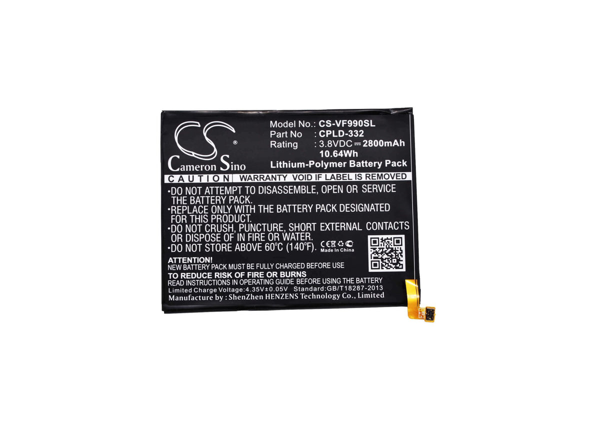 3,8 V, Li-Polymer, 2800mAh, batterie de smartphone compatible avec Vodafone, Cpld-332, 990n, 990n-pt, 10,64Wh Mobile, SmartPhone Cameron Sino Technology Limited (Suspendu)