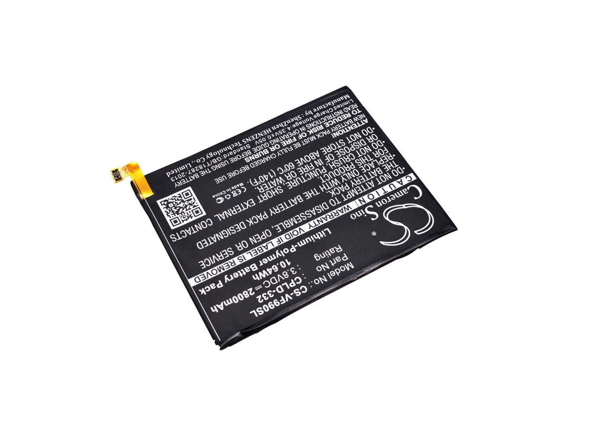 3,8 V, Li-Polymer, 2800mAh, batterie de smartphone compatible avec Vodafone, Cpld-332, 990n, 990n-pt, 10,64Wh Mobile, SmartPhone Cameron Sino Technology Limited (Suspendu)