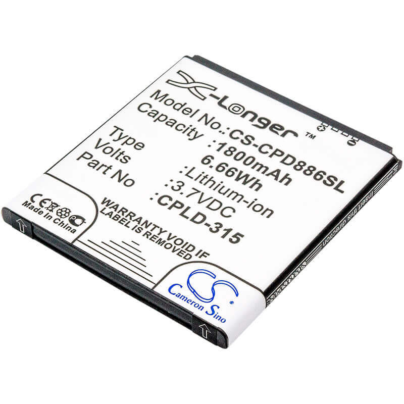 3,7V, Li-ion, 1800mAh, Batterie de smartphone compatible avec Vodafone, Cpld-315, 888n, 889n, 6,66Wh Mobile, Smartphone Cameron Sino Technology Limited (Suspendu)