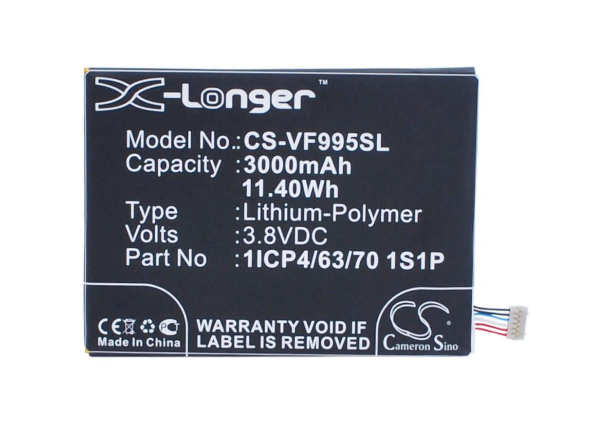 3.8V, Li-Polymer, 3000mAh, SmartPhone battery fits Vodafone, 1icp4/63/70 1s1p, Smart Ultra 6, V995, 11.4Wh Mobile, SmartPhone Cameron Sino Technology Limited (Smartphone)