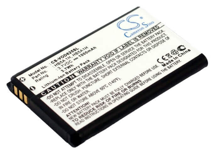 3.7V, Li-ion, 1000mAh, SmartPhone battery fits Vodafone, Hb5a 1h, V625, Vf625, 3.7Wh Mobile, SmartPhone Cameron Sino Technology Limited (Smartphone)