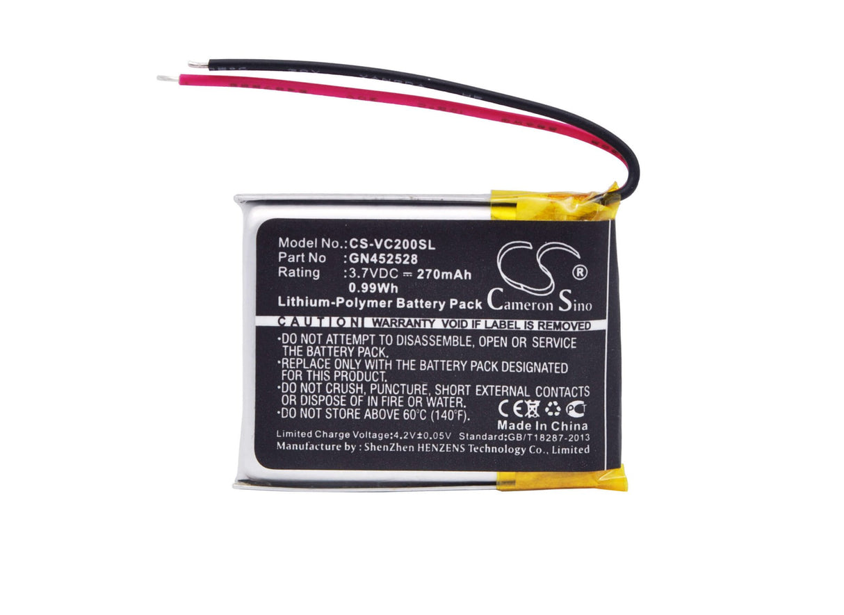 3,7V, Li-Polymer, 270mAh, batterie GPS compatible avec Voice Caddie, Gn452528, Vc200, Vc200 Voice, 1Wh GPS, Navigator Cameron Sino Technology Limited