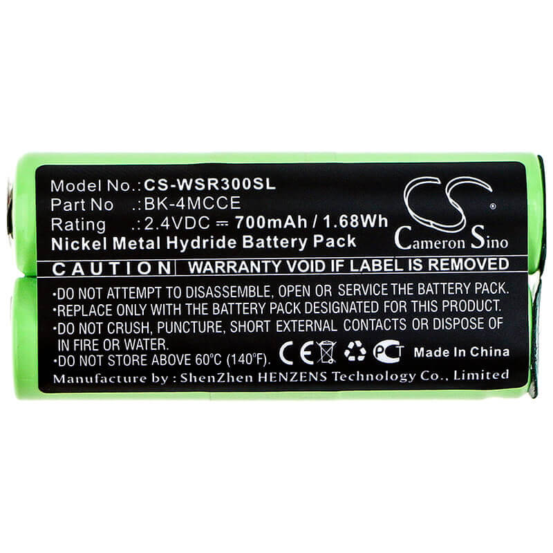 2.4V, Ni-MH, 700mAh, Toothbrush battery fits Waterpik, Bk-4mcce, 900 Sonic Toothbrush, Sensonic Plus Sr-3000, 1.68Wh Toothbrush Cameron Sino Technology Limited