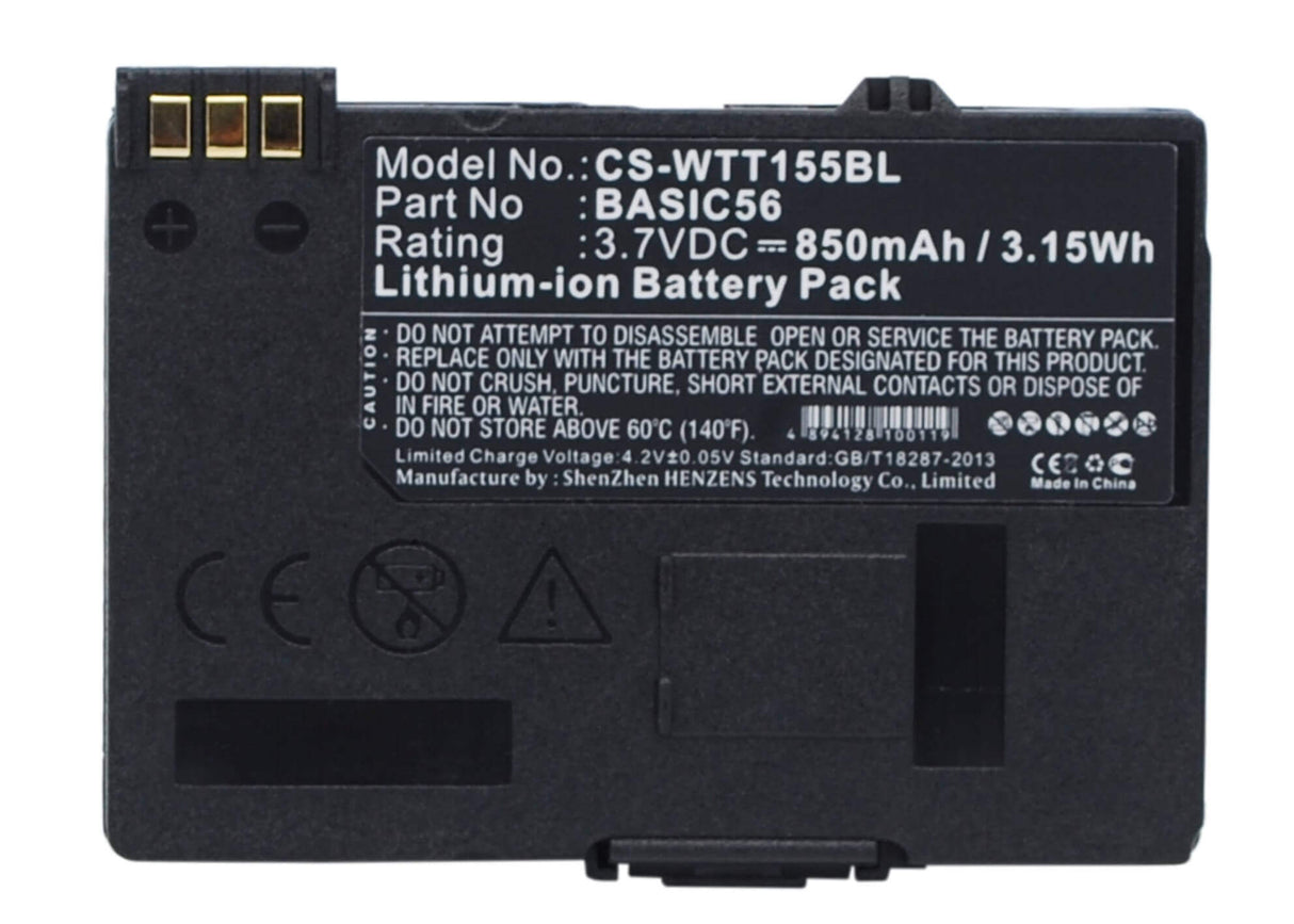 3.7V, Li-ion, 850mAh, Payment Terminal battery fits Way Systems, Basic56, Mtt 1500, Mtt 1510, 3.15Wh Payment Terminal Cameron Sino Technology Limited