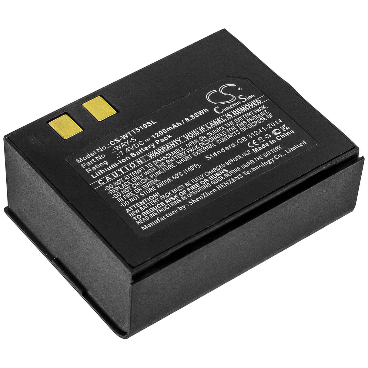 7,4V, Li-ion, 1200mAh, Batterie d'imprimante portable compatible avec Way Systems, Way-s, Imprimante Mtt 1510, Way-s, 8,88Wh Imprimante portable Cameron Sino Technology Limited