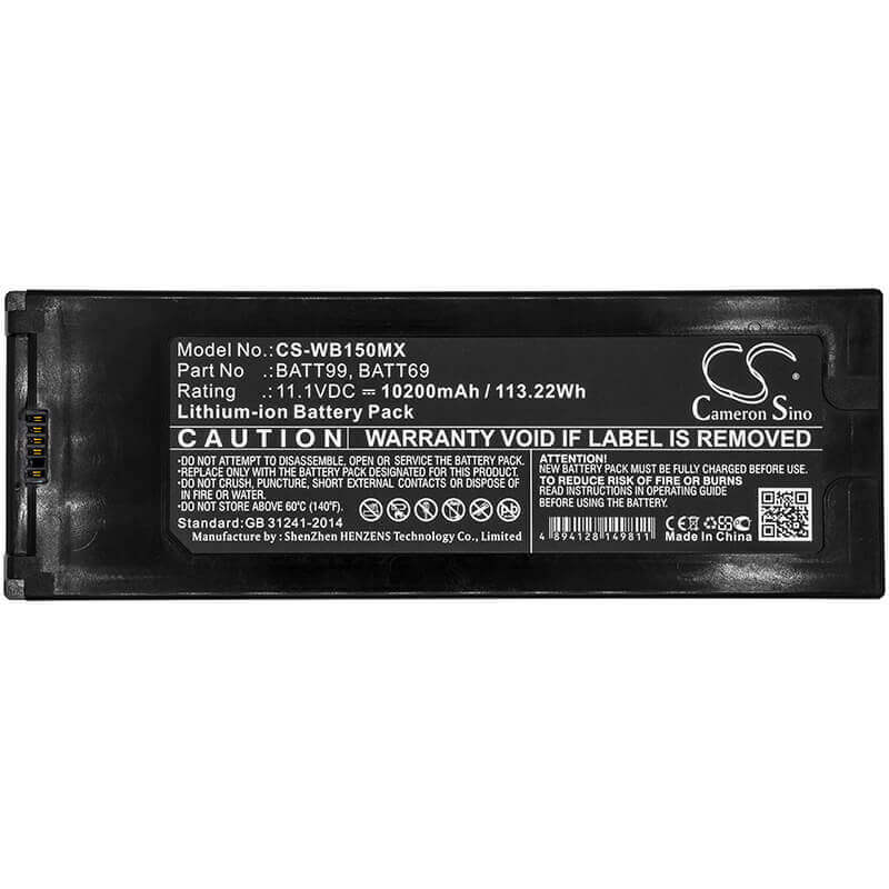 11.1V, Li-ion, 10200mAh, Batterie médicale compatible avec Welch-allyn, Batt69, Connex 6000 Vital Signs Monito, Connex Spot, 113.22Wh Medical Cameron Sino Technology Limited (Médical)