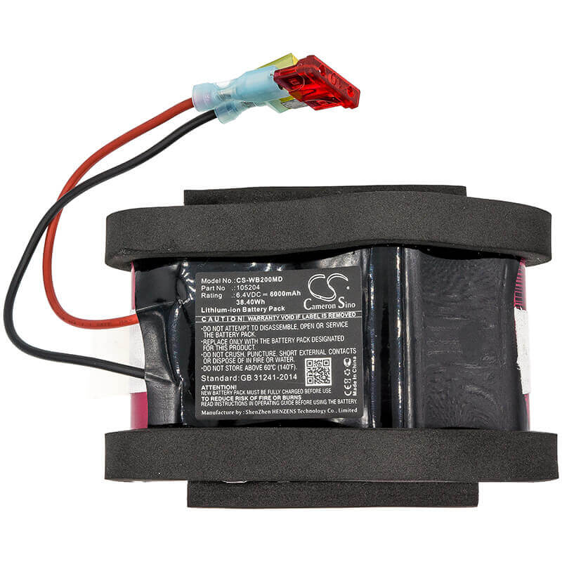 6.4V, LiFePO4, 6000mAh, Medical battery fits Welch-allyn, 105204, Cp100, Cp1oo, 38.40Wh Medical Cameron Sino Technology Limited (Medical)