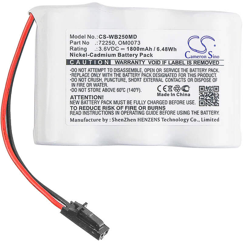 3.6V, Ni-CD, 1800mAh, Batterie médicale compatible avec Welch-allyn, 72250, Lumi View, Ophtalmoscope, 6.48Wh Technologie médicale Cameron Sino Limited (Médical)