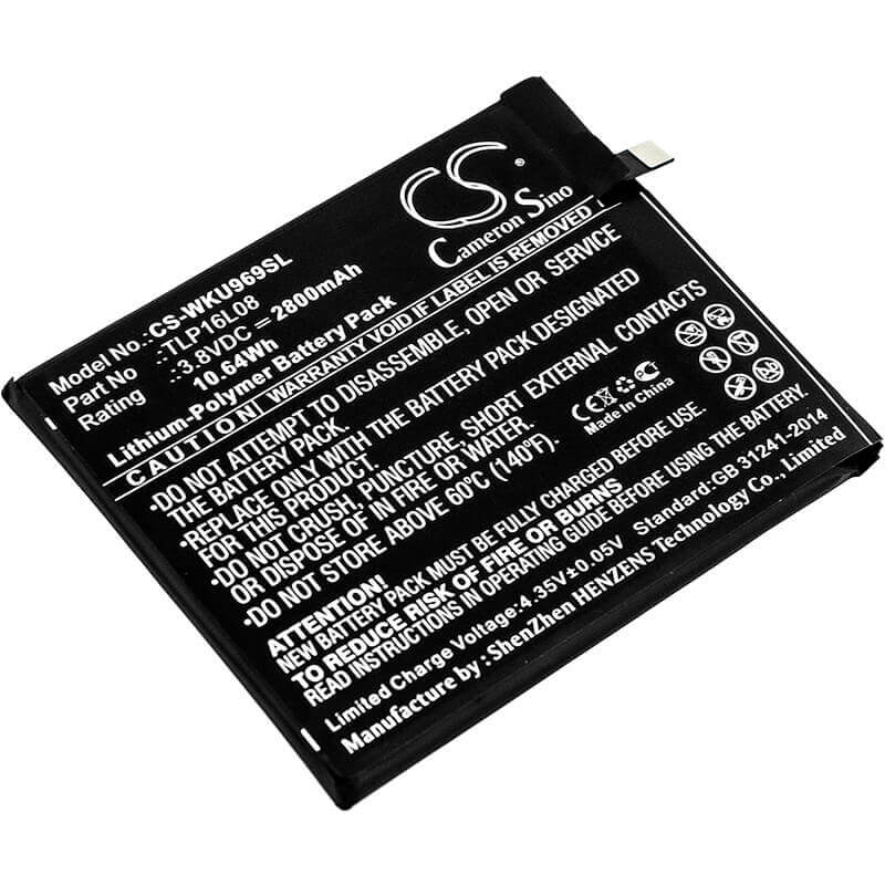 3,8V, Li-Polymer, 2800mAh, batterie de smartphone compatible avec Wiko, Tlp16l08, 9692, U Feel Prime, 10,64Wh Mobile, SmartPhone Cameron Sino Technology Limited (Smartphone)