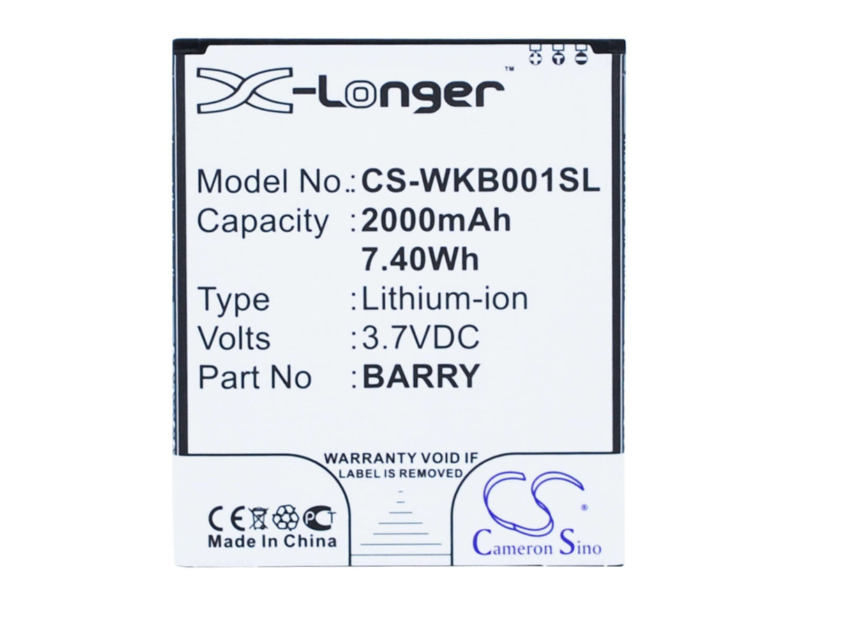 3.7V, Li-ion, 2000mAh, SmartPhone battery fits Wiko, Barry, Barry, Barry Dual Sim, 7.4Wh Mobile, SmartPhone Cameron Sino Technology Limited (Smartphone)