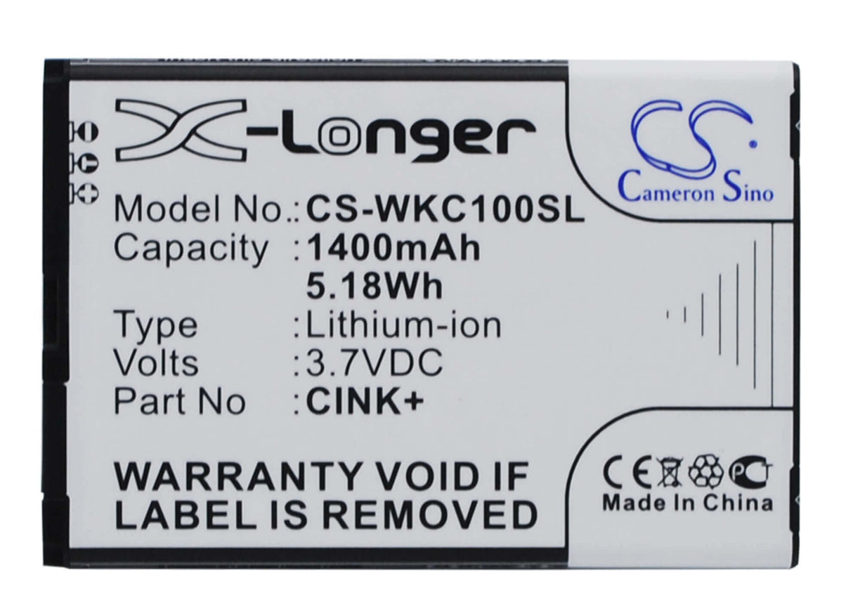 3.7V, Li-ion, 1400mAh, SmartPhone battery fits Wiko, Cink+, Cink, Cink+, 5.18Wh Mobile, SmartPhone Cameron Sino Technology Limited (Smartphone)