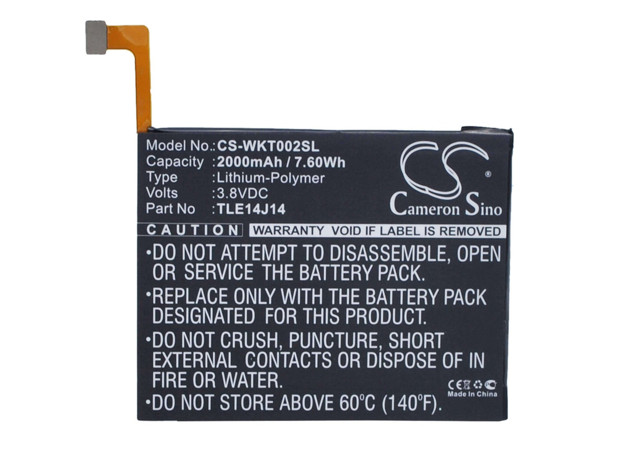 3.8V, Li-Polymer, 2000mAh, Batterie de smartphone compatible avec Wiko, Tle14i14, Getaway, 7.6Wh Mobile, SmartPhone Cameron Sino Technology Limited (Smartphone)
