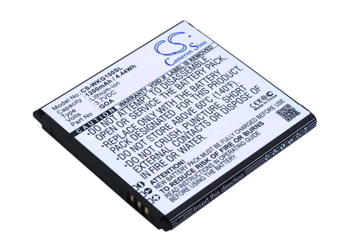 3,7V, Li-ion, 1200mAh, batterie de smartphone compatible avec Wiko, 2502, 9662, Goa, 4,44Wh Mobile, Smartphone Cameron Sino Technology Limited (Smartphone)