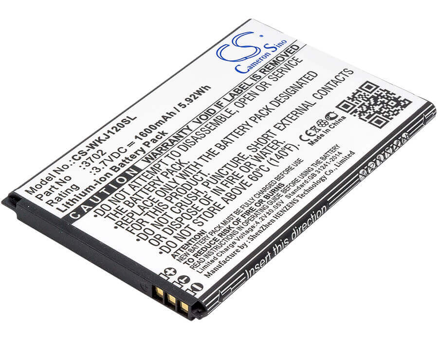 3.7V, Li-ion, 1600mAh, SmartPhone battery fits Wiko, 3702, Jerry, Lenny 1, 5.92Wh Mobile, SmartPhone Cameron Sino Technology Limited (Smartphone)