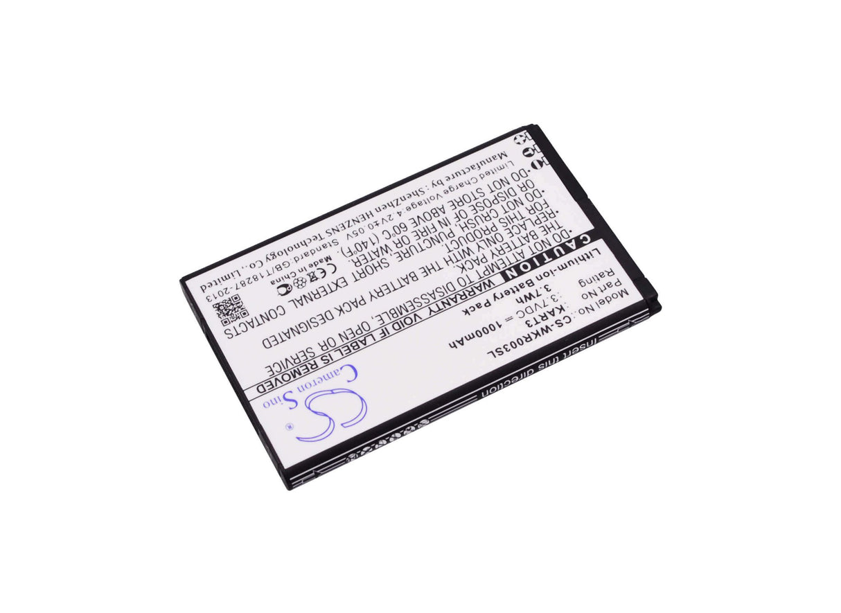 3,7V, Li-ion, 1000mAh, batterie de smartphone compatible avec Wiko, Kart3, Kart 3, Kart3, 3,7Wh Mobile, Smartphone Cameron Sino Technology Limited (Smartphone)