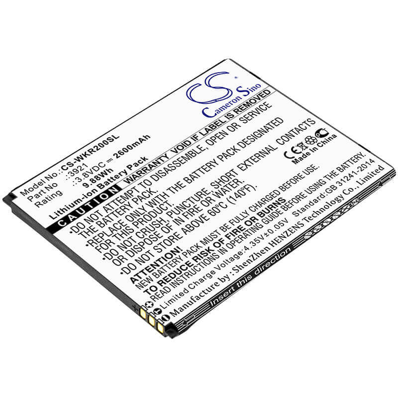 3.8V, Li-ion, 2600mAh, SmartPhone battery fits Wiko, 3921, Robby 2, 9.88Wh Mobile, SmartPhone Cameron Sino Technology Limited (Smartphone)