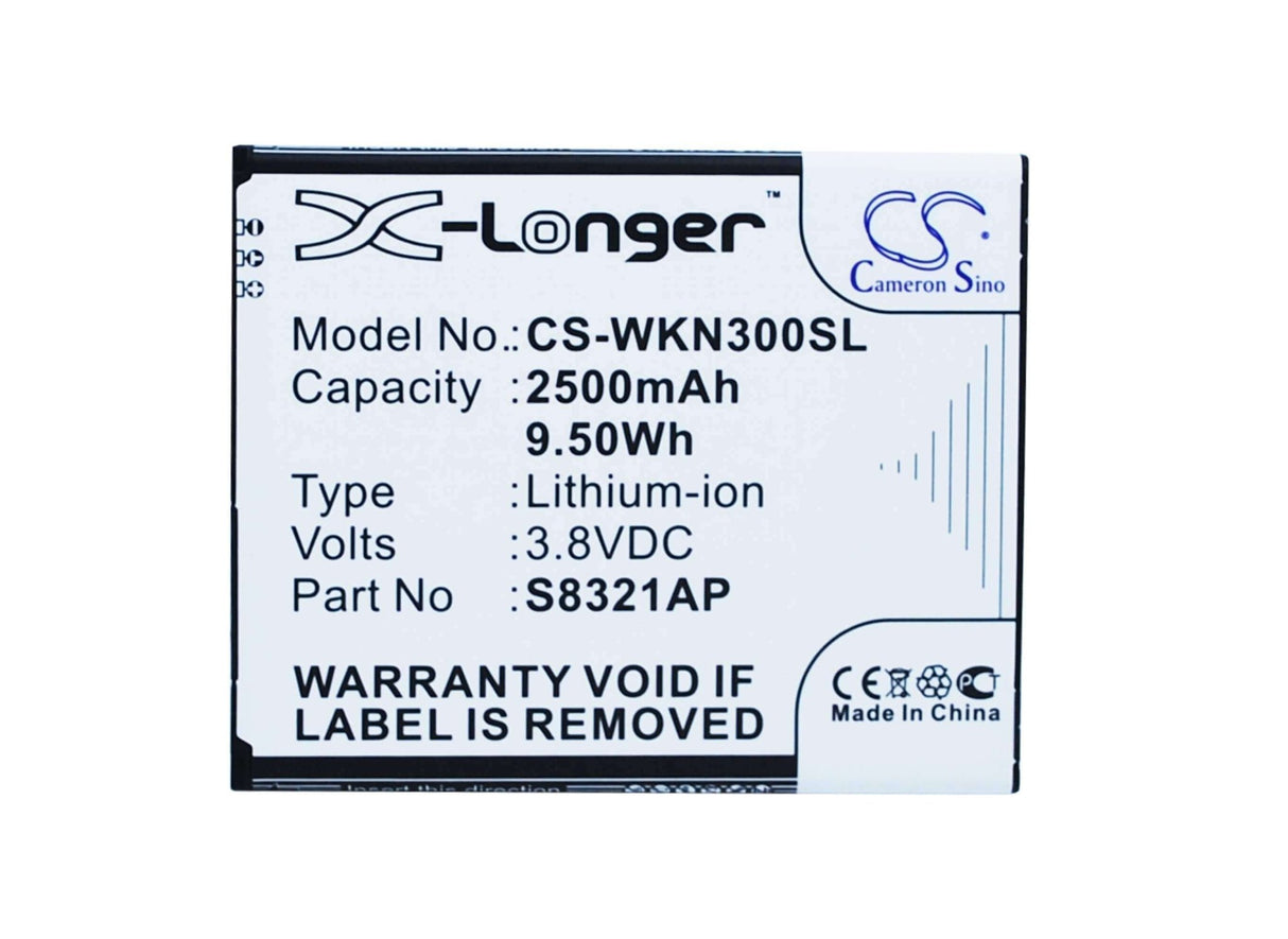 3,8V, Li-ion, 2500mAh, batterie de smartphone compatible avec Wiko, S8321ap, N300, Slide, 9,5Wh Mobile, Smartphone Cameron Sino Technology Limited (Smartphone)