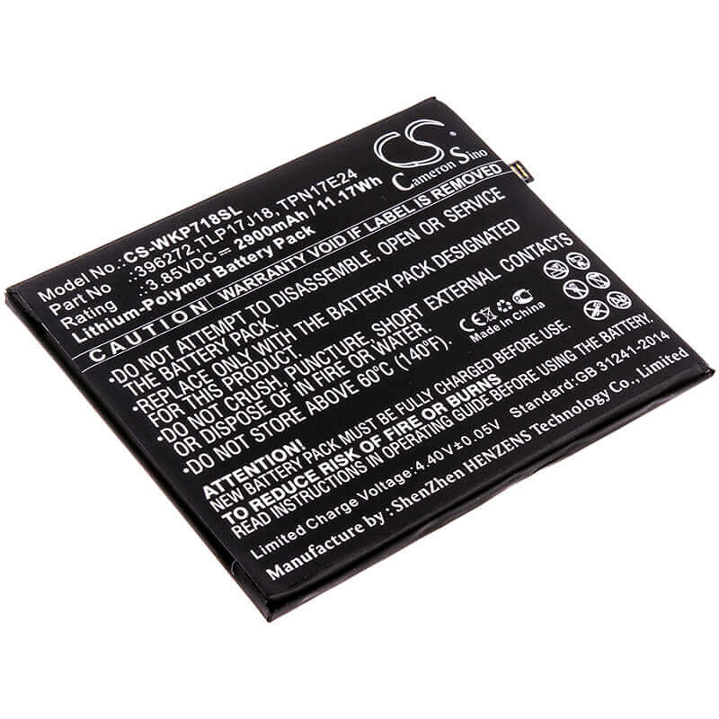 3.85V, Li-Polymer, 2900mAh, SmartPhone battery fits Wiko, Bq, 396272, Strike Selfie Max, 11.17Wh Mobile, SmartPhone Cameron Sino Technology Limited (Smartphone)