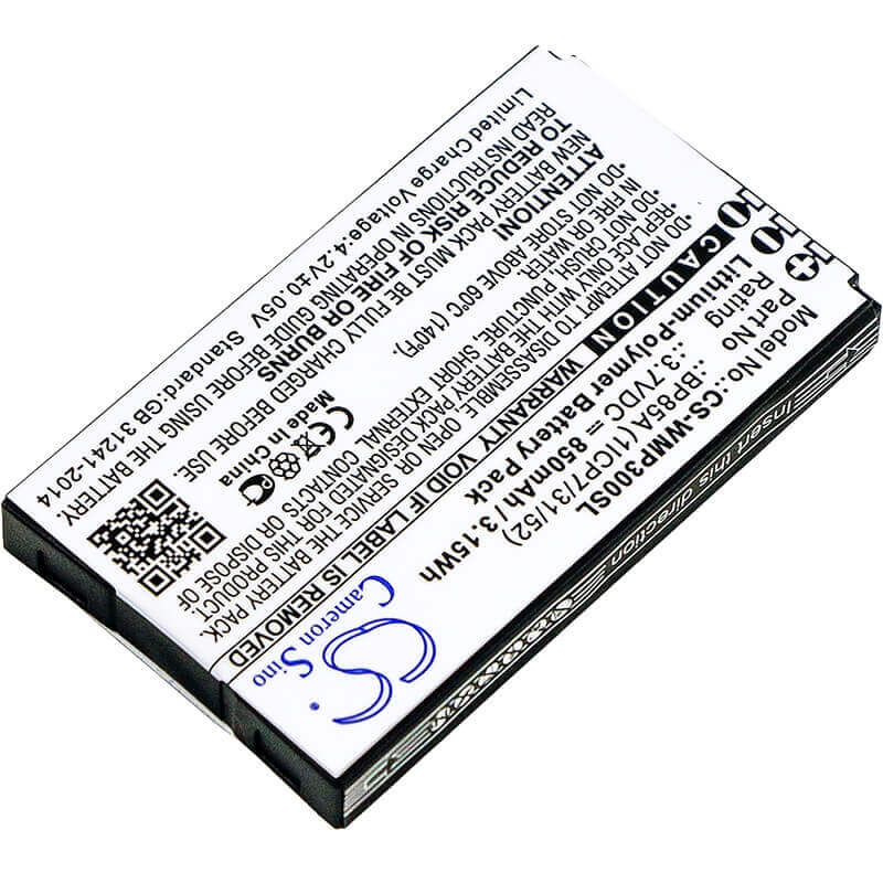 3,7V, Li-Polymer, 850mAh, batterie GPS compatible avec Wm Systems, Bp85a (1icp7/31/52), Wmp 300, Wmp-300, 3,15Wh GPS, Navigator Cameron Sino Technology Limited (Suspendu)