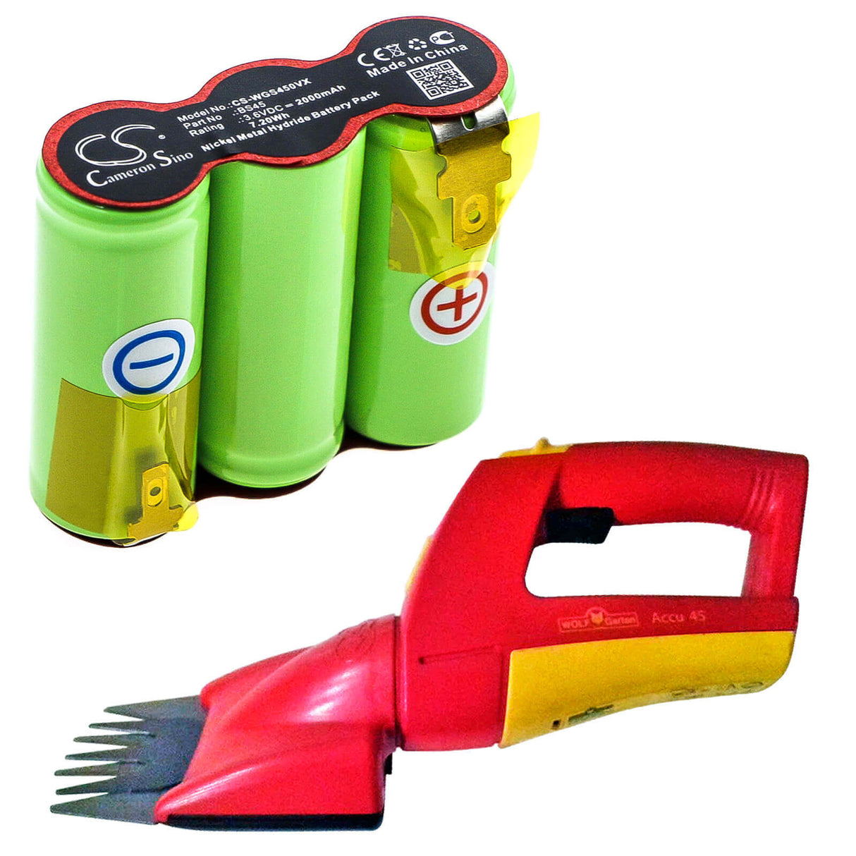 3.6V, Ni-MH, 2000mAh, Gardening Tools battery fits Wolf Garten, 70845 055, Grass Shears Accu 45 Serie B-d, Rasenschere, 7.20Wh Gardening Tools Cameron Sino Technology Limited (Power Tools)
