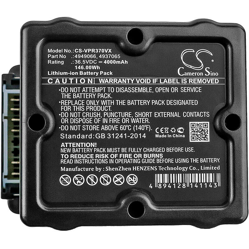 36.5V, Li-ion, 4000mAh, Lawn Mowers battery fits Wolf Garten, 4919 096, Hybrid Power 37, Hybrid Power 40, 146.00Wh Lawn Mowers Cameron Sino Technology Limited (Dangerous Goods)
