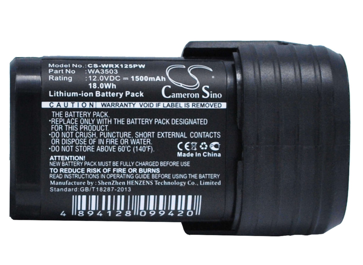 12.0V, Li-ion, 1500mAh, Power Tools battery fits Rockwell, Worx, Wa3503, Rk2510, Rk2510k, 18Wh Power Tools Cameron Sino Technology Limited (Power Tools)
