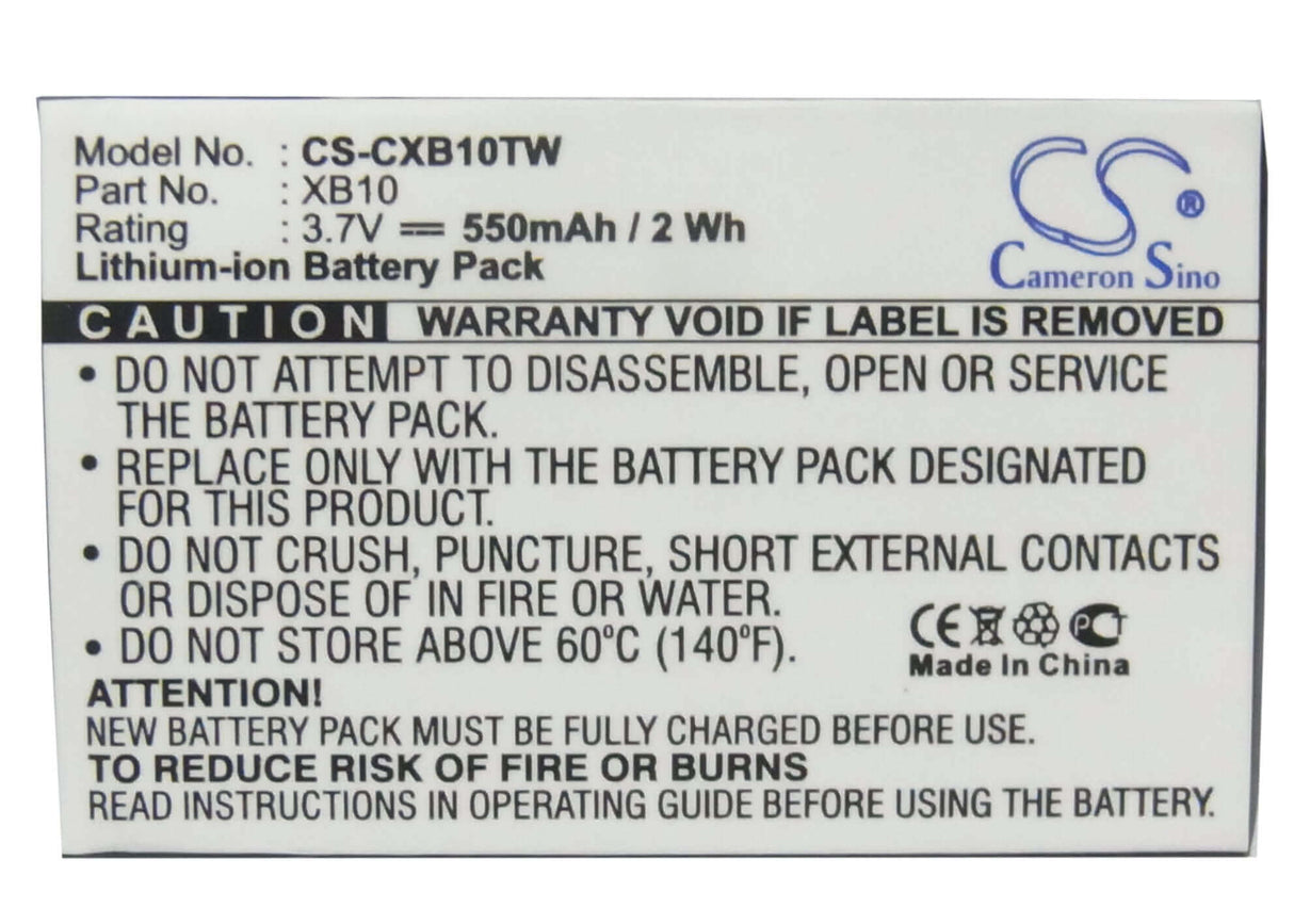 3.7V, Li-ion, 550mAh, Two-Way Radio battery fits Xact Communication, Xb10, Wristlinx X2x, Wristlinx X2x-2, 2.04Wh Two-Way Radio Cameron Sino Technology Limited