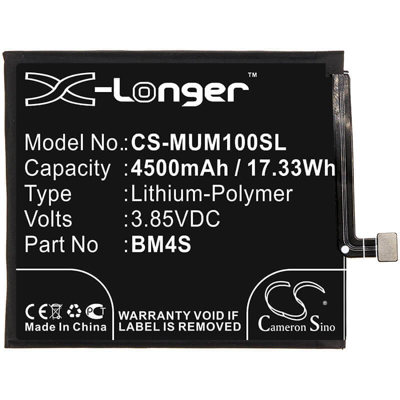 3,85V, Li-Polymère, 4500mAh, batterie de smartphone compatible avec Xiaomi, Bm4s, M2004j7ac, Redmi 10x, 17,33Wh Mobile, Smartphone Cameron Sino Technology Limited (Smartphone)