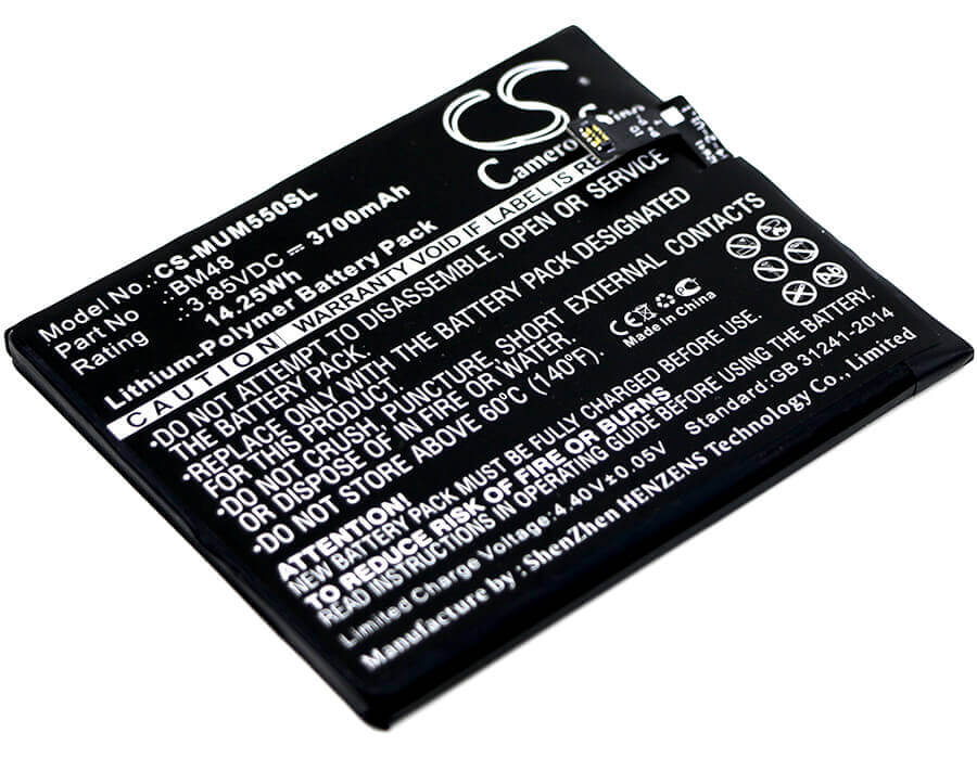 3.85V, Li-Polymer, 3700mAh, SmartPhone battery fits Xiaomi, Bm48, 2015211, Note 2 Standard, 14.25Wh Mobile, SmartPhone Cameron Sino Technology Limited (Smartphone)