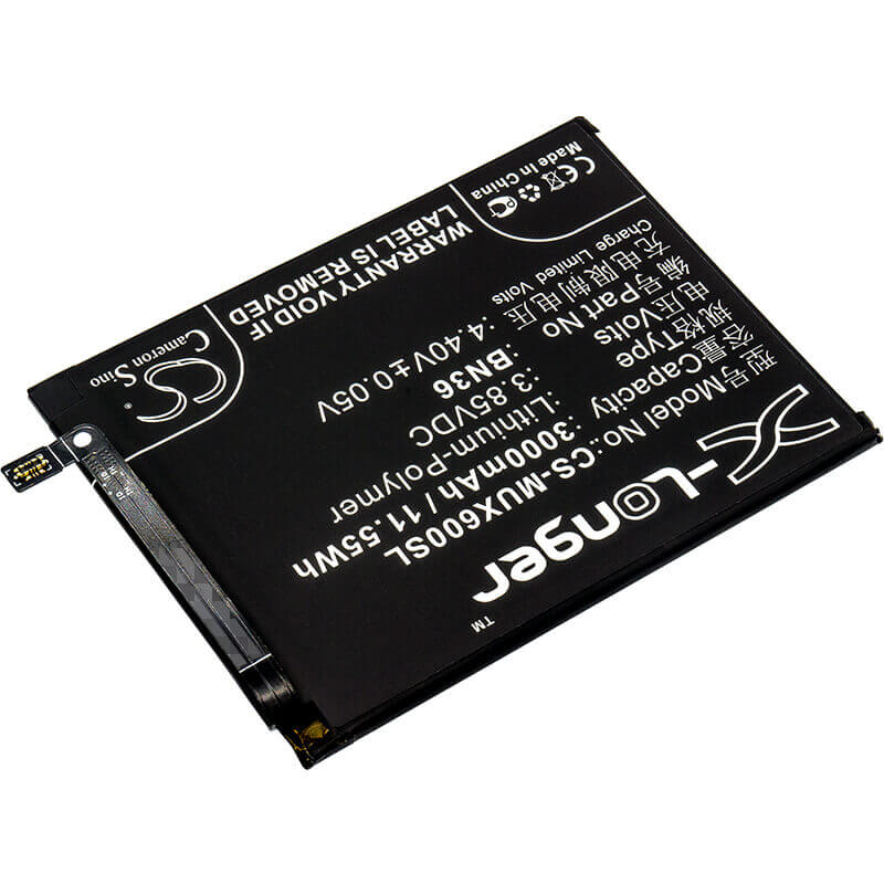 3.85V, Li-Polymer, 3000mAh, SmartPhone battery fits Xiaomi, Bn36, M1804d2sc, M1804d2se, 11.55Wh Mobile, SmartPhone Cameron Sino Technology Limited (Smartphone)