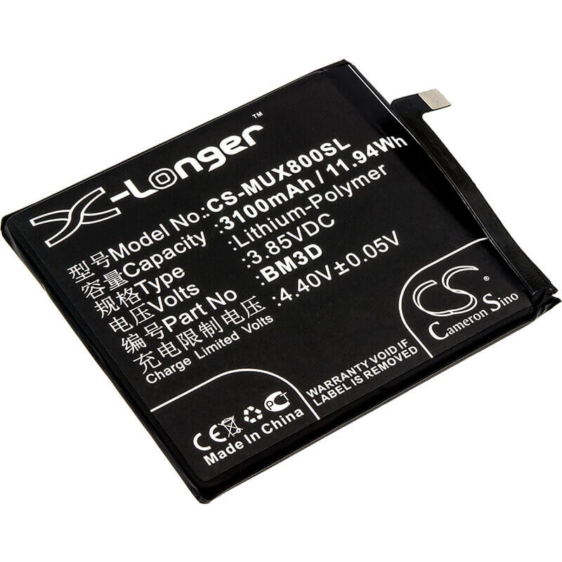 3.85V, Li-Polymer, 3100mAh, SmartPhone battery fits Xiaomi, Bm3d, M1805e2a, Mi 8 Se, 11.94Wh Mobile, SmartPhone Cameron Sino Technology Limited (Smartphone)