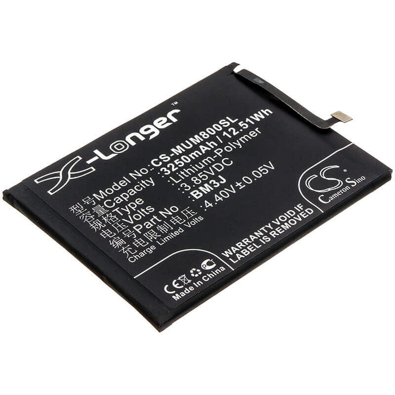 3.85V, Li-Polymer, 3250mAh, SmartPhone battery fits Xiaomi, Bm3j, M1808d2tc, M1808d2te, 12.51Wh Mobile, SmartPhone Cameron Sino Technology Limited (Smartphone)
