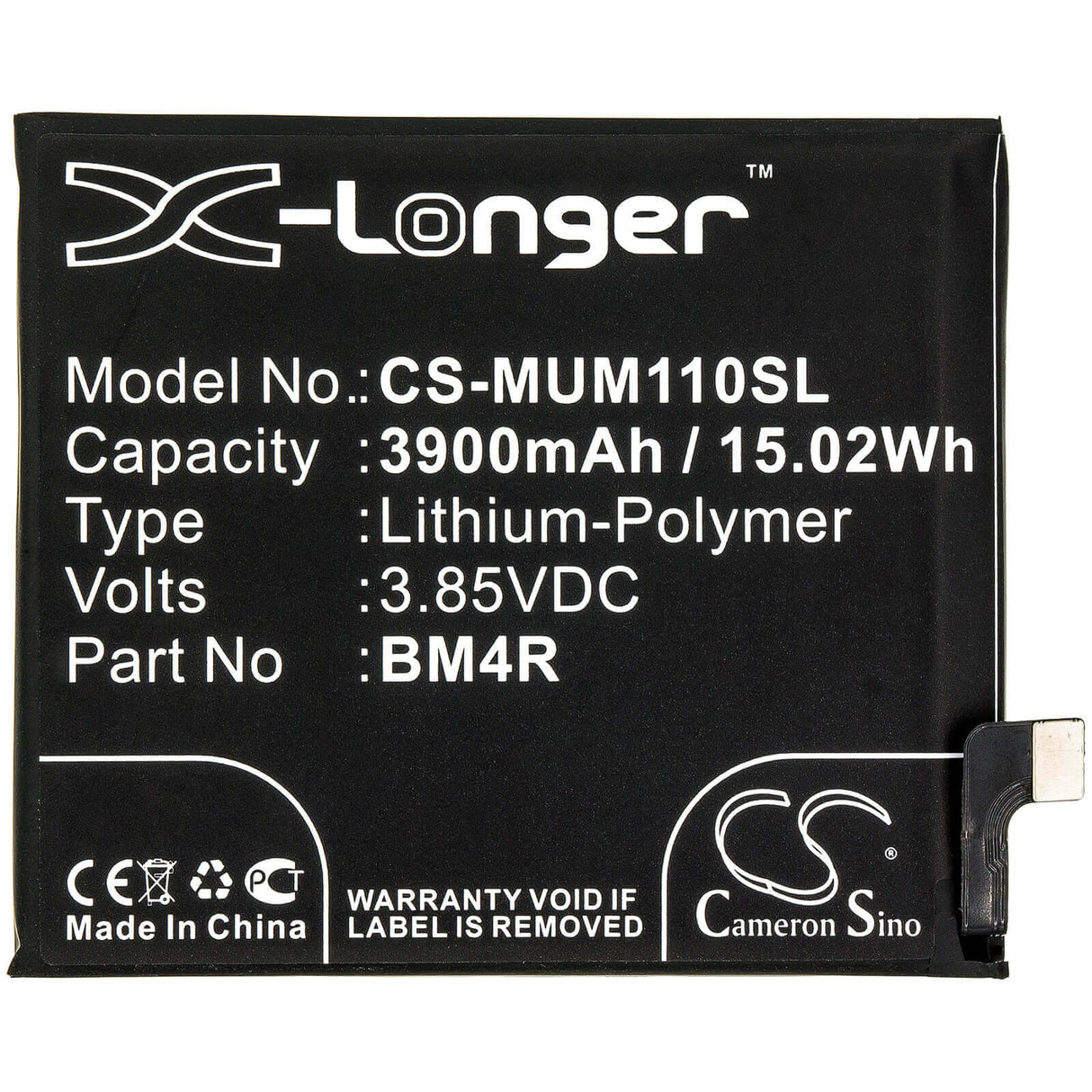 3,85V, Li-Polymer, 3900mAh, batterie de smartphone compatible avec Xiaomi, Bm4r, M2002j9e, M2002j9g, 15,02Wh Mobile, SmartPhone Cameron Sino Technology Limited (Smartphone)