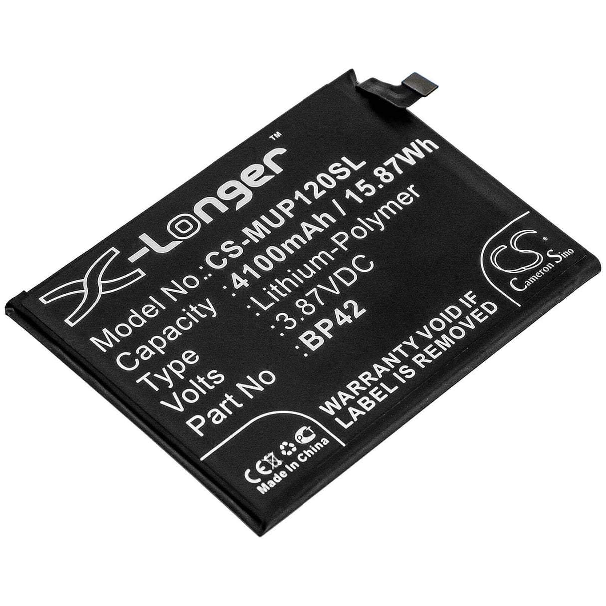 3.87V, Li-Polymer, 4100mAh, SmartPhone battery fits Xiaomi, Bp42, M2101k9ag, M2101k9c, 15.87Wh Mobile, SmartPhone Cameron Sino Technology Limited (Smartphone)
