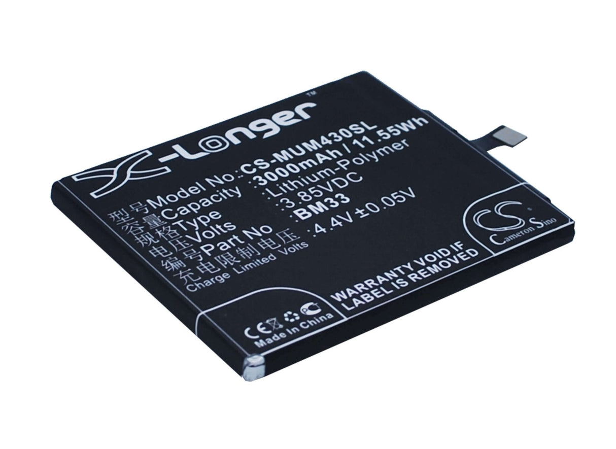 3.85V, Li-Polymer, 3000mAh, SmartPhone battery fits Xiaomi, Bm33, M4i, X9, 11.55Wh Mobile, SmartPhone Cameron Sino Technology Limited (Smartphone)