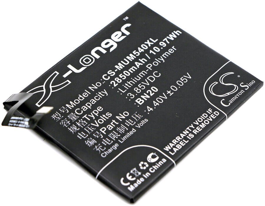 3.85V, Li-Polymer, 2850mAh, SmartPhone battery fits Xiaomi, Bn20, Meri, Mi 5c, 10.97Wh Mobile, SmartPhone Cameron Sino Technology Limited (Smartphone)