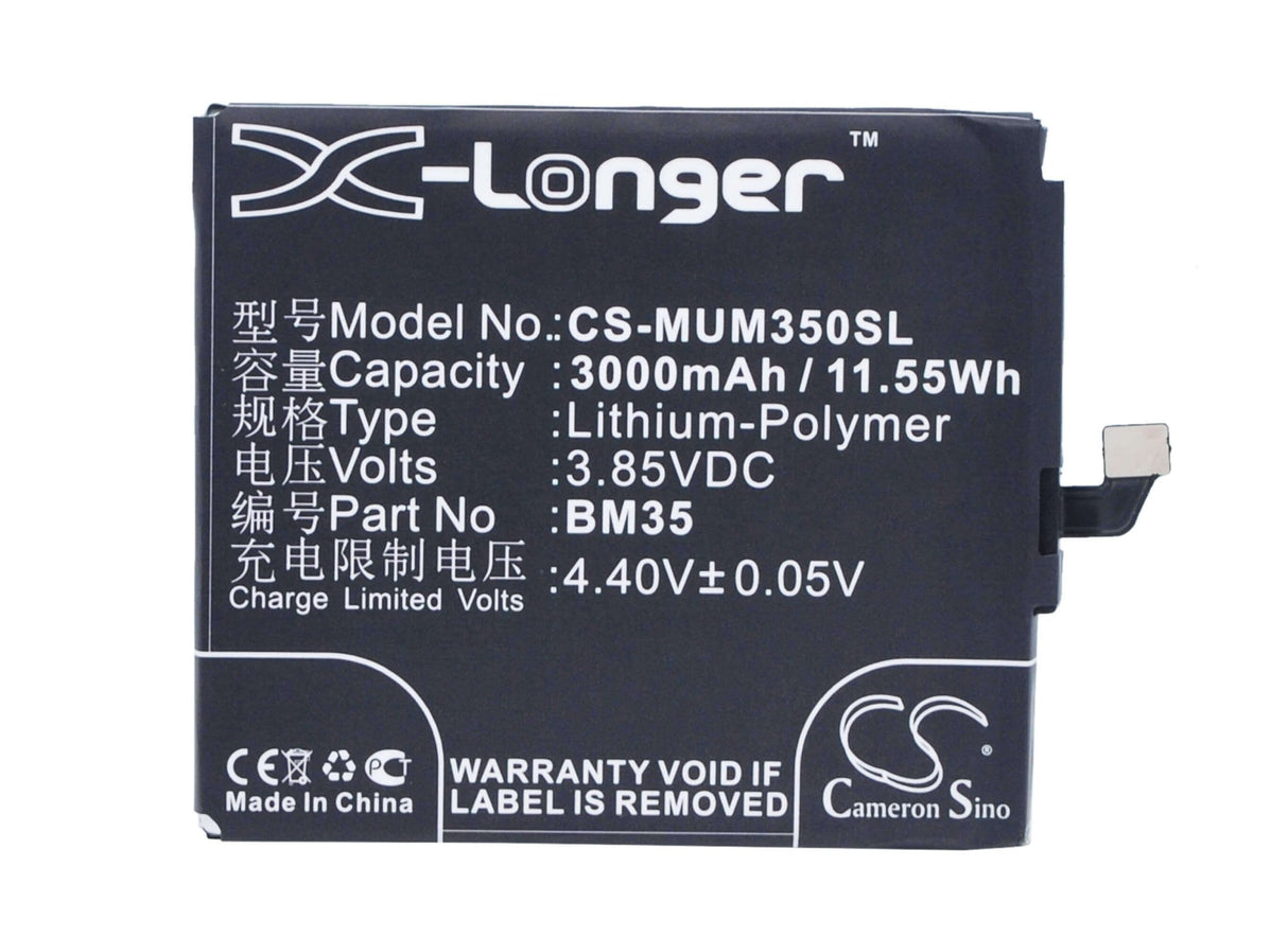 3.85V, Li-Polymer, 3000mAh, SmartPhone battery fits Xiaomi, Bm35, Mi 4c, Mi 4c Dual Sim, 11.55Wh Mobile, SmartPhone Cameron Sino Technology Limited (Smartphone)