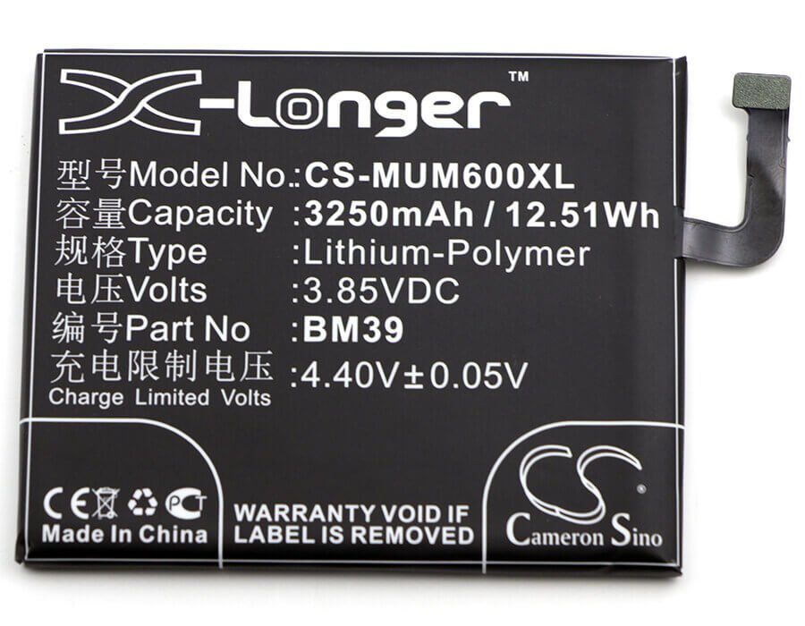 3,85V, Li-Polymer, 3250mAh, batterie de smartphone compatible avec Xiaomi, Redmi, Bm39, 6, 6 Dual Sim Td-lte, 12,51Wh Mobile, Smartphone Cameron Sino Technology Limited (Smartphone)