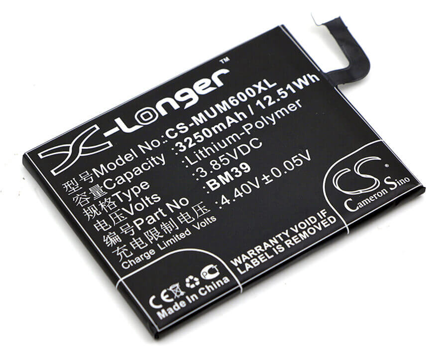 3,85V, Li-Polymer, 3250mAh, batterie de smartphone compatible avec Xiaomi, Redmi, Bm39, 6, 6 Dual Sim Td-lte, 12,51Wh Mobile, Smartphone Cameron Sino Technology Limited (Smartphone)