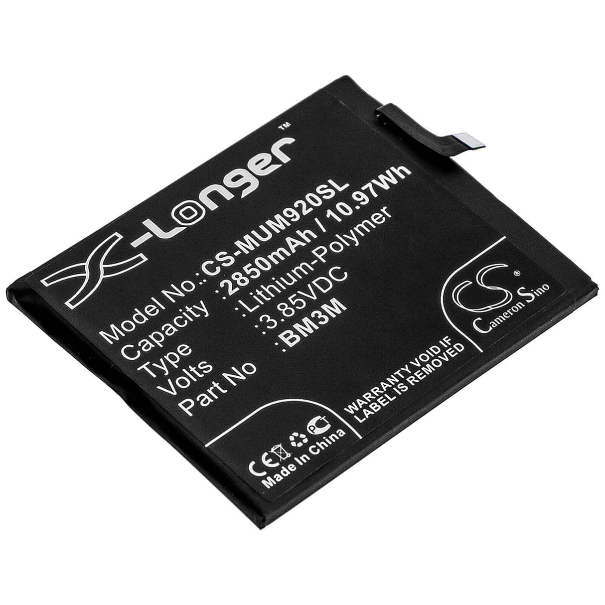 3.85V, Li-Polymer, 2850mAh, SmartPhone battery fits Xiaomi, Bm3m, Mi 9se, 10.97Wh Mobile, SmartPhone Cameron Sino Technology Limited (Smartphone)