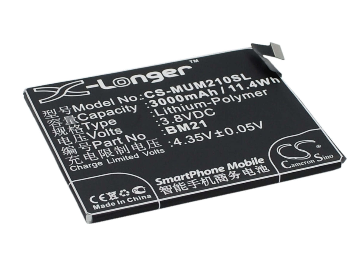 3.8V, Li-Polymer, 3000mAh, SmartPhone battery fits Xiaomi, Bm21, Libra, Mi Note, 11.4Wh Mobile, SmartPhone Cameron Sino Technology Limited (Smartphone)
