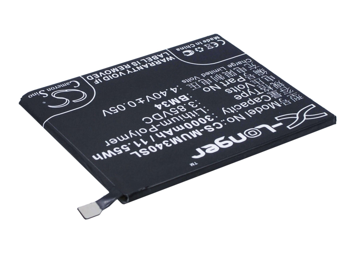 3.85V, Li-Polymer, 3000mAh, SmartPhone battery fits Xiaomi, Bm34, Mi Note Pro, 11.55Wh Mobile, SmartPhone Cameron Sino Technology Limited (Smartphone)