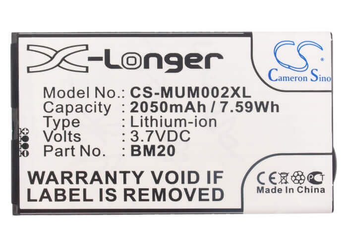3,7V, Li-ion, 2050mAh, Batterie de smartphone compatible avec Xiaomi, Bm20, 2s, M2, 7,59Wh Mobile, Smartphone Cameron Sino Technology Limited (Smartphone)
