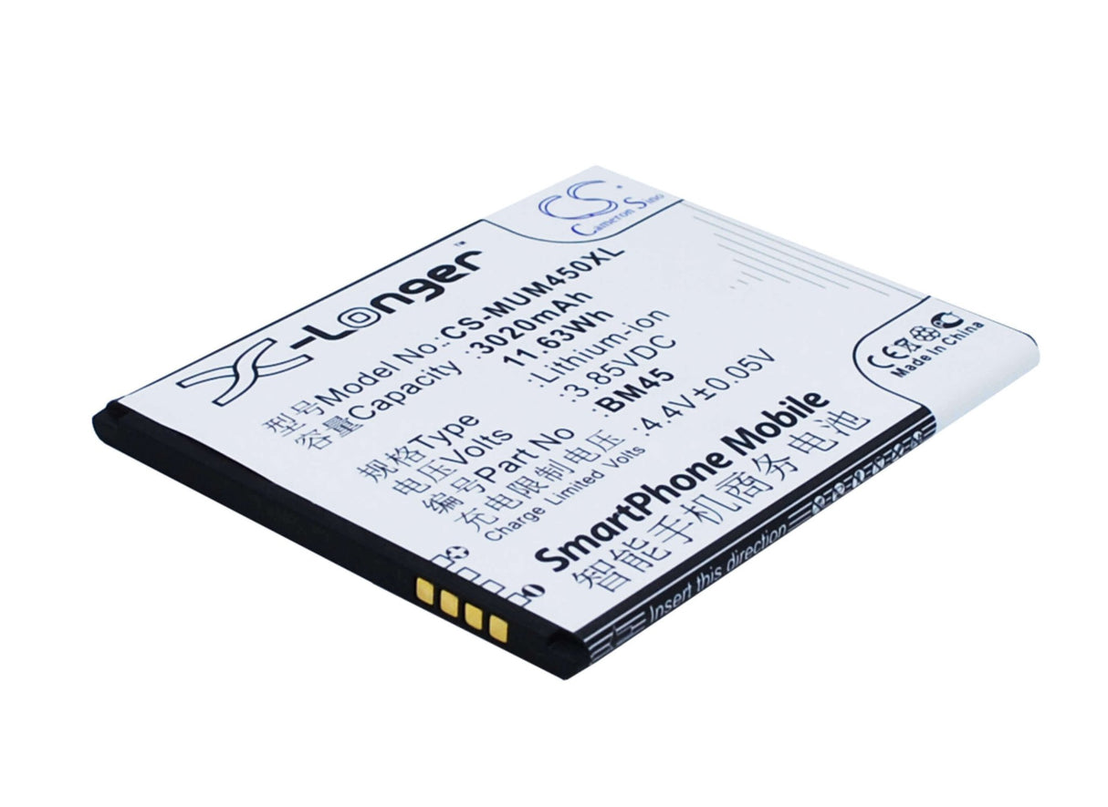 3.85V, Li-ion, 3020mAh, SmartPhone battery fits Xiaomi, Bm45, 2015213, Note 2 Premium Edition, 11.63Wh Mobile, SmartPhone Cameron Sino Technology Limited (Smartphone)